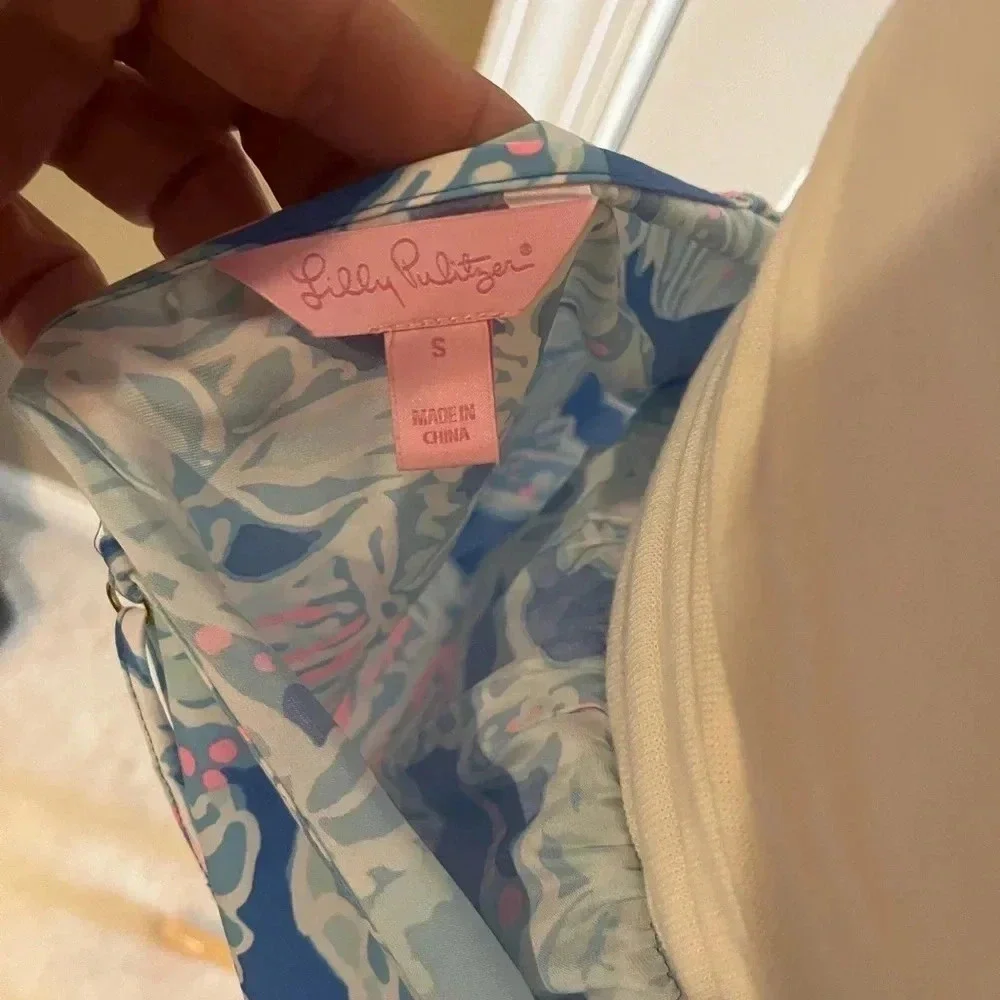 Lilly Pulitzer Deanna Short set Size Small- pink and blue beach(Romper)-Vacation